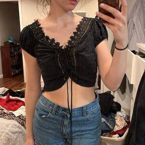 Black eyelet top